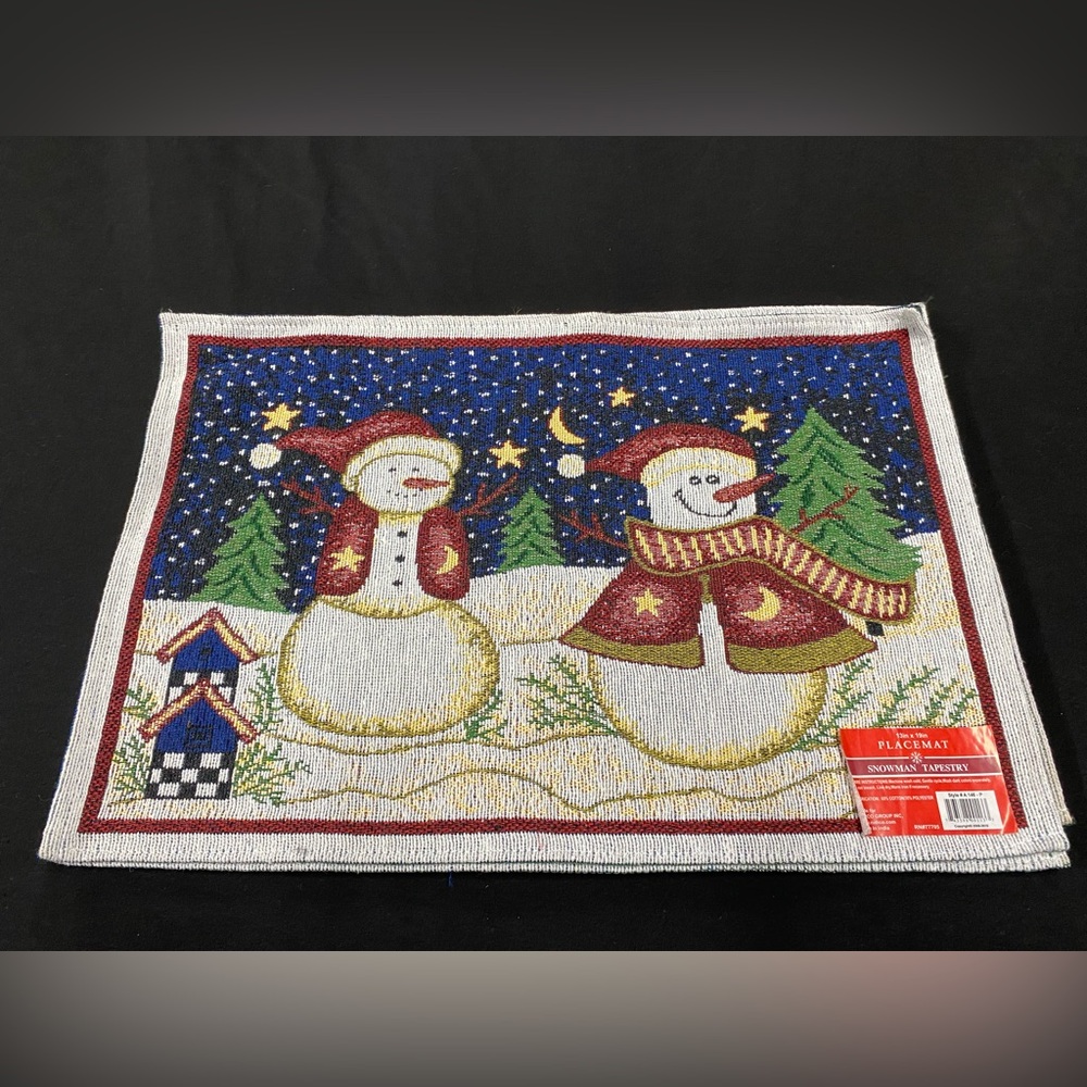 Snowman placemats vintage 13" X 9" Christmas holiday set of 3 new with tags